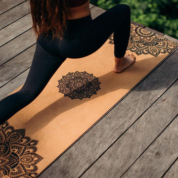 Cork Yoga Mat - Mandala Black - Eco - friendly Yoga Mats & Washable Yoga Mats
