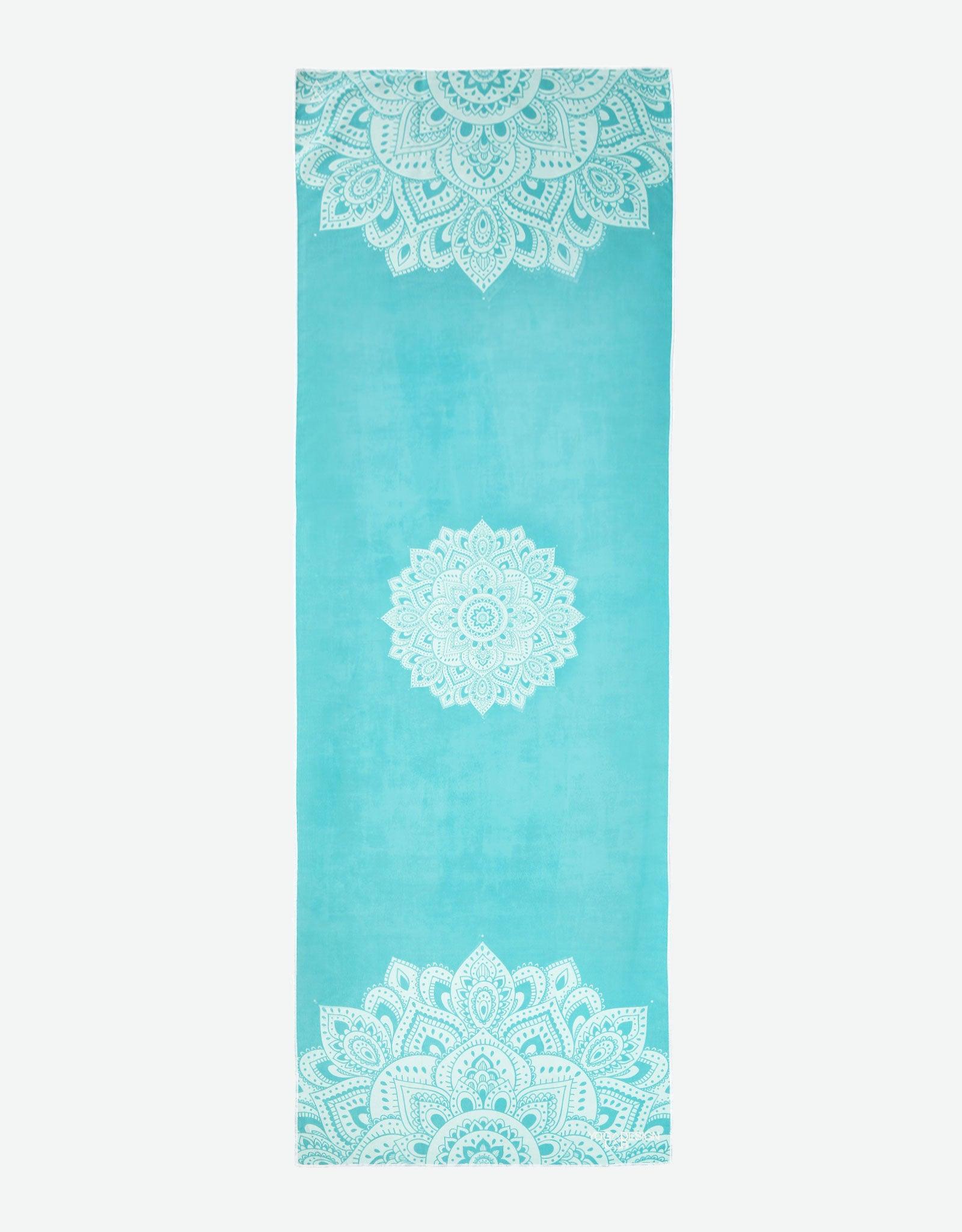 Best Yoga Mat Towel - Mandala Turquoise - Yoga Mat Towel with grip for yoga