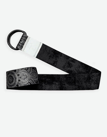 Yoga Strap - Mandala Black - Best For Stretching, Pilates, Physical Therapy
