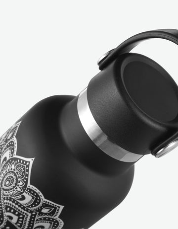Yoga Water - Bottle - Mandala - Black - Insulated Water Bottle & Stainless Steel Bottles