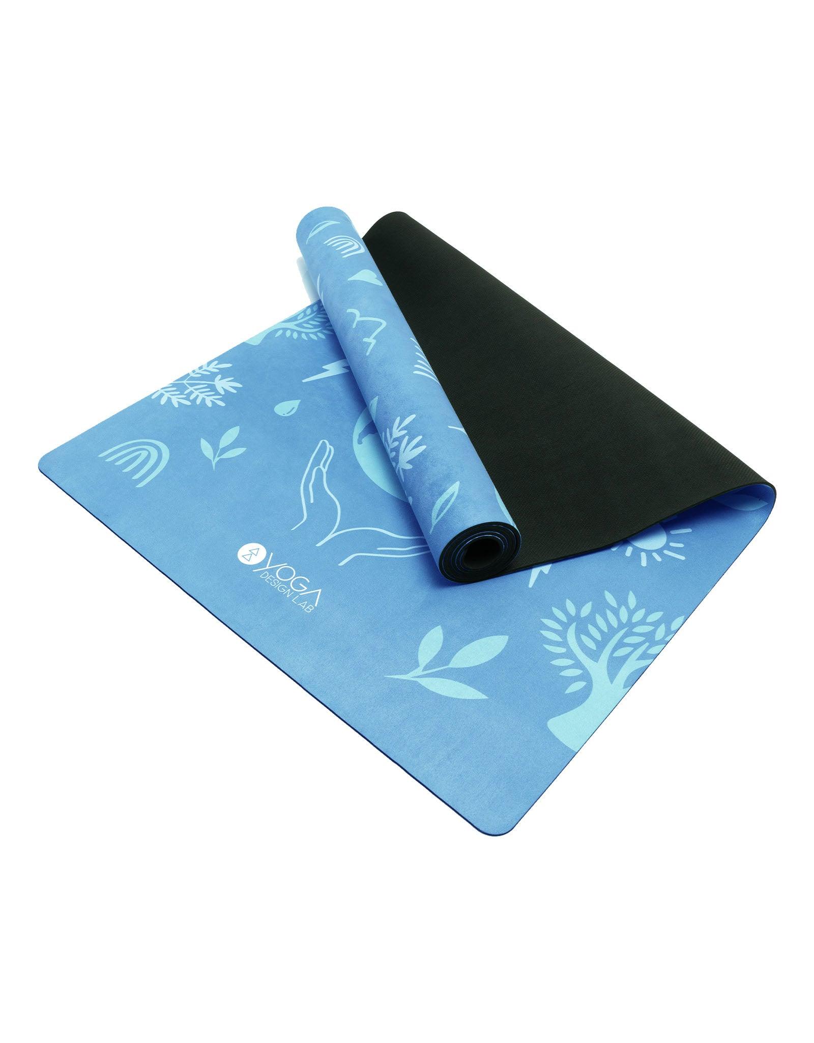 Yoga Design Lab - Combo Yoga Mat - 2-in-1 (Mat + Towel) - Earth Bali Blue -  Lightweight, Ultra - Soft