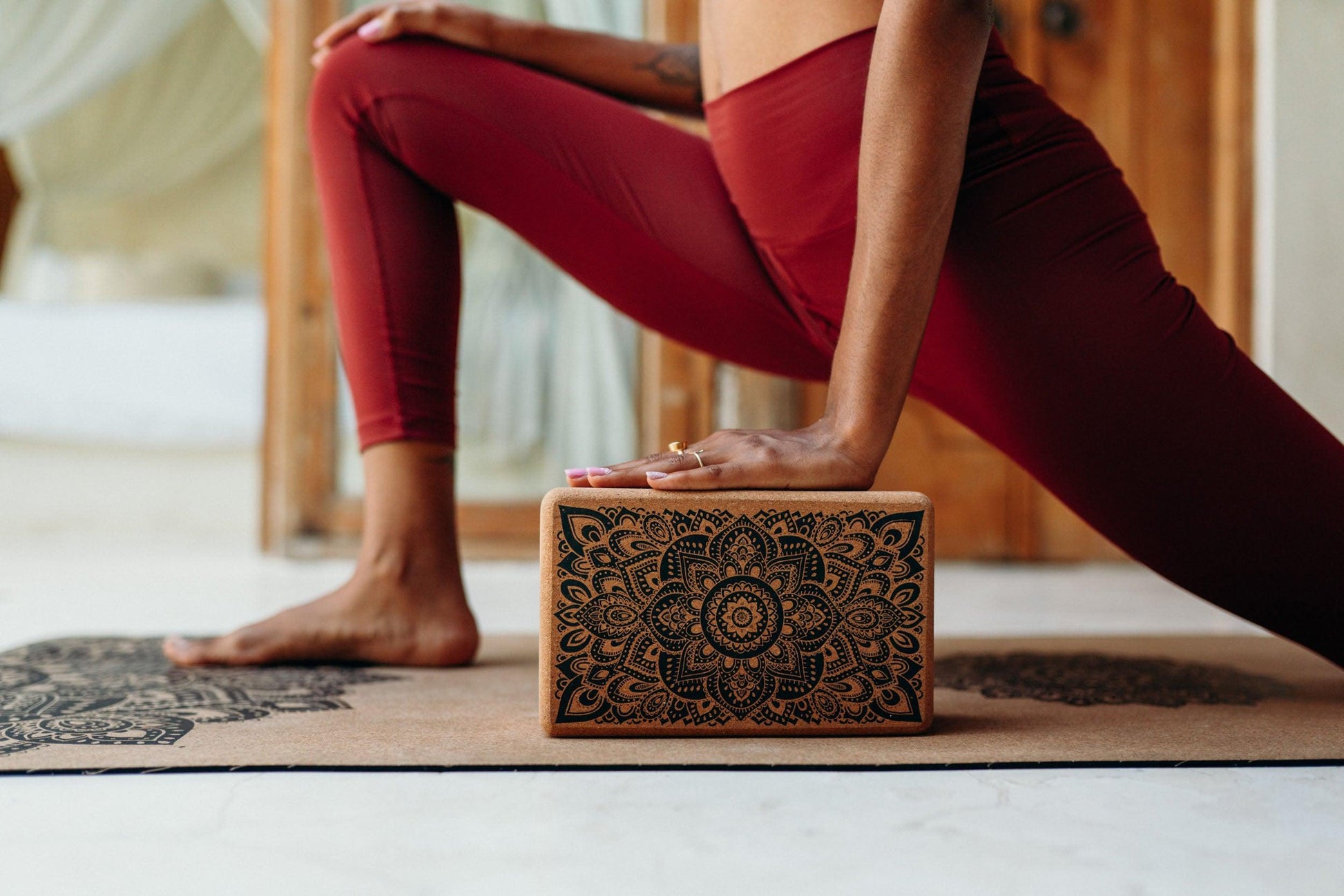Cork Yoga Block - Mandala Black - for your yoga block exercises