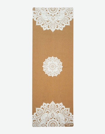 Yoga Design Lab - Cork Yoga Mat - Mandala White - 3.5 mm - Best For Eco-Conscious Yogis