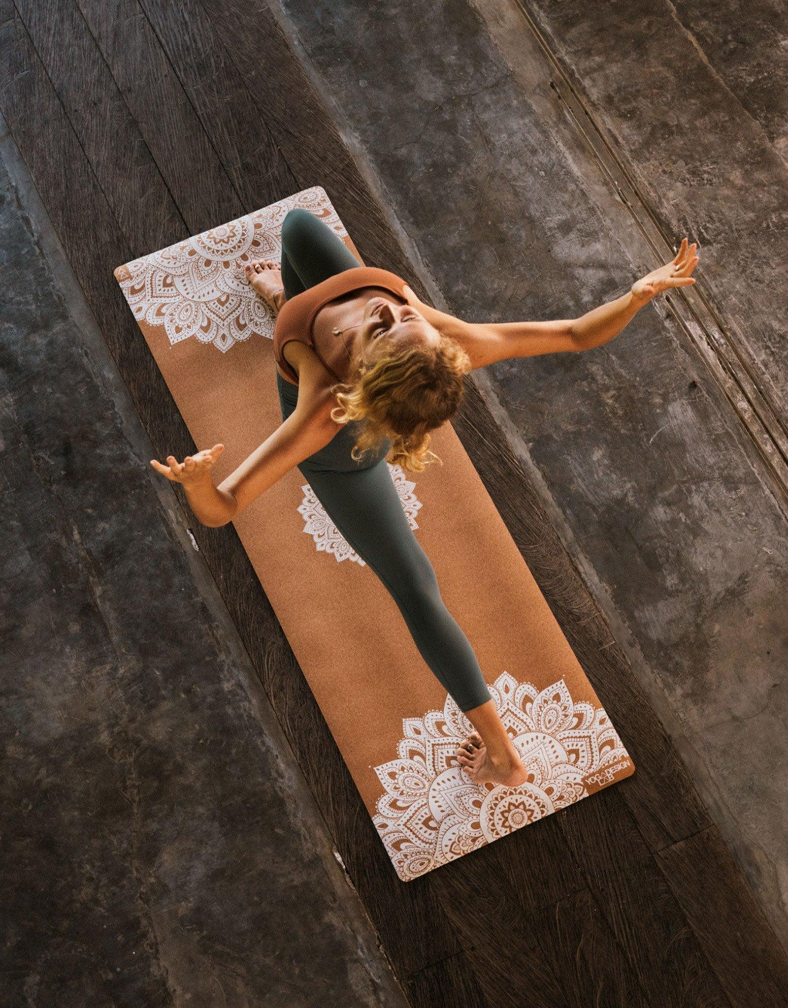 Cork Yoga Mat - Mandala White - Eco - friendly Yoga Mats & Washable Yoga Mats - Yoga Design Lab 
