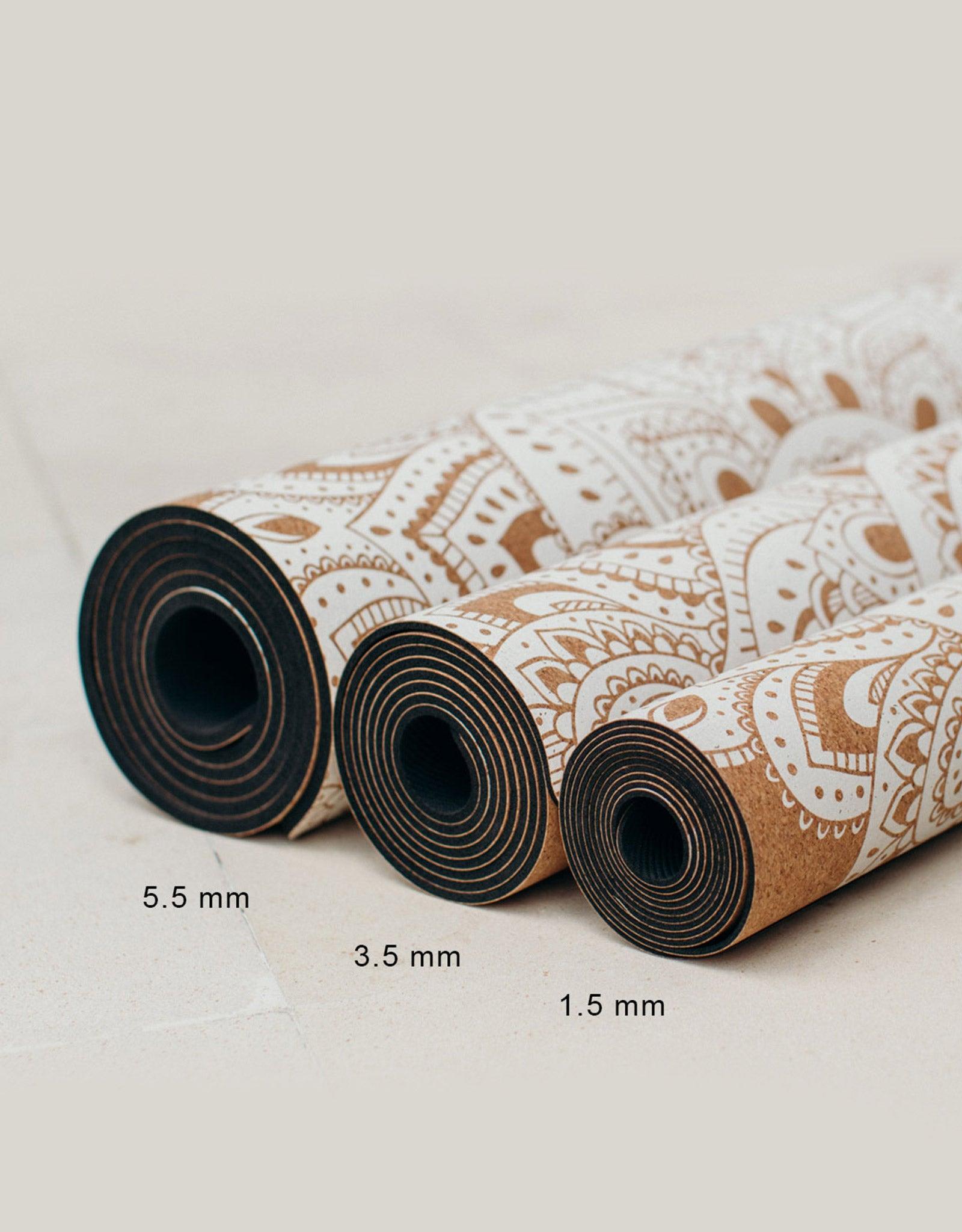 Travel Cork Yoga Mat - Mandala Black - 1.5mm for experienced yogis