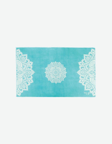 Yoga Hand Towel - Mandala Turquoise - Lightweight, Absorbent Material